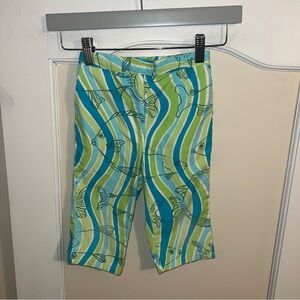 Vintage Lilly Pulitzer Fish Beach Waves Theme Cotton Pants Cropped